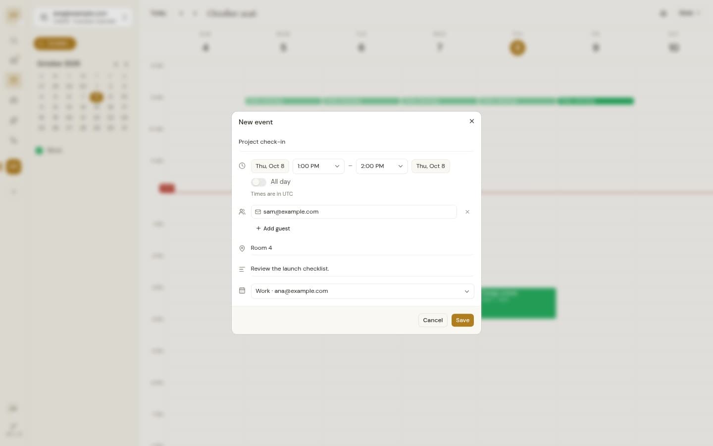 Create and edit events