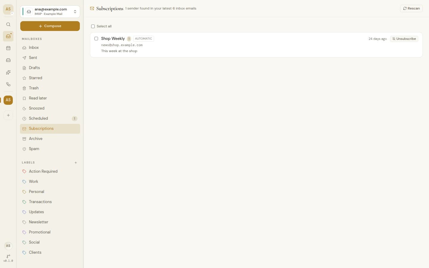 Unsubscribe in bulk