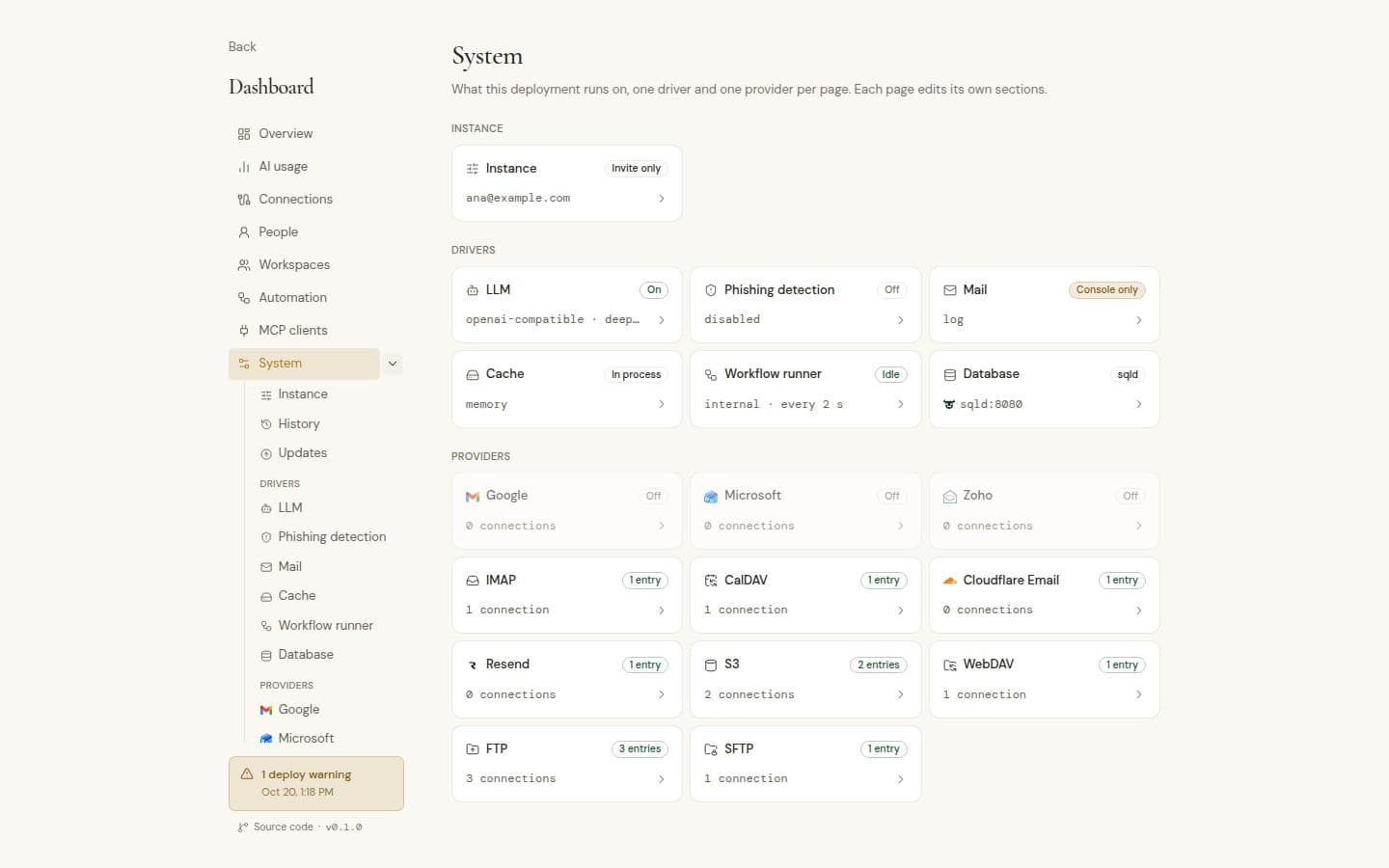 Settings in the browser